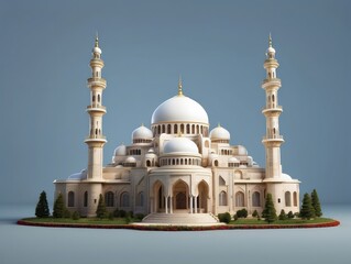 Fototapeta premium Mosque building realistic 3d design isolate background.