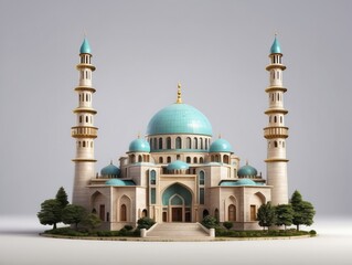Obraz premium Mosque building realistic 3d design isolate background.