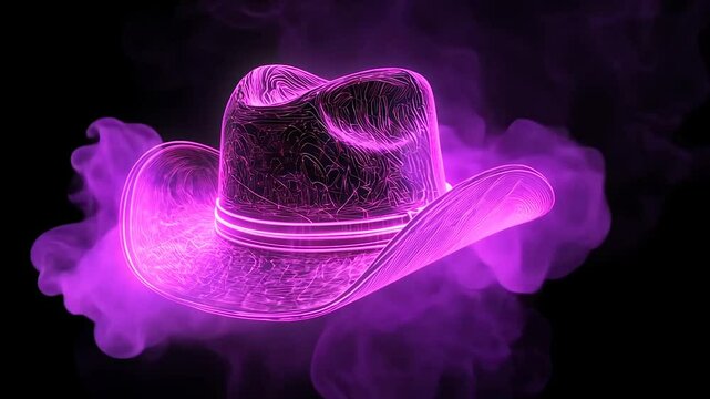 Glowing Pink Cowboy Hat in Smoke