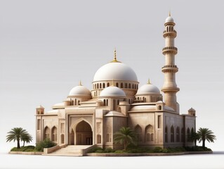 Fototapeta premium Mosque building realistic 3d design isolate background.