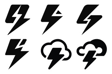 Lightning Bolt Icons Minimalist Power Symbol Set