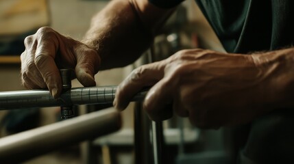 Obraz premium Plumber installing new pipes for a bathroom renovation. Featuring precision and technical skill