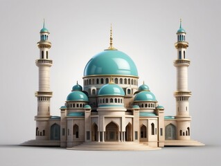 Mosque building realistic 3d design isolate background.