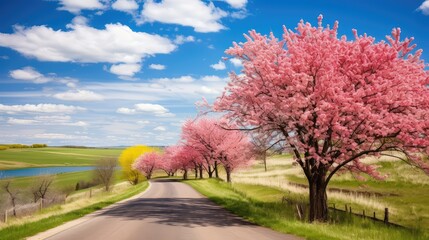 Naklejka premium serene spring background road
