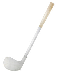 Isolated golf club with white grip on transparent background.
