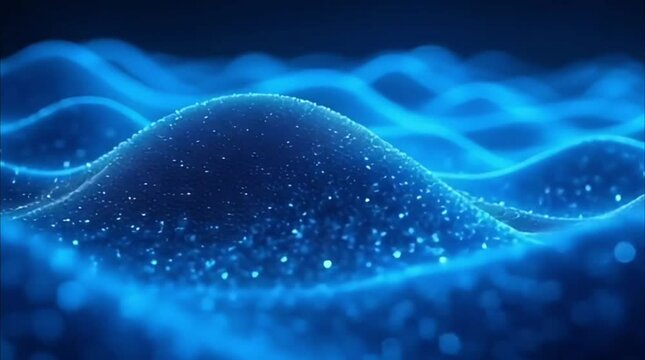 Futuristic Digital Energy Field with Blue Waves and Particles