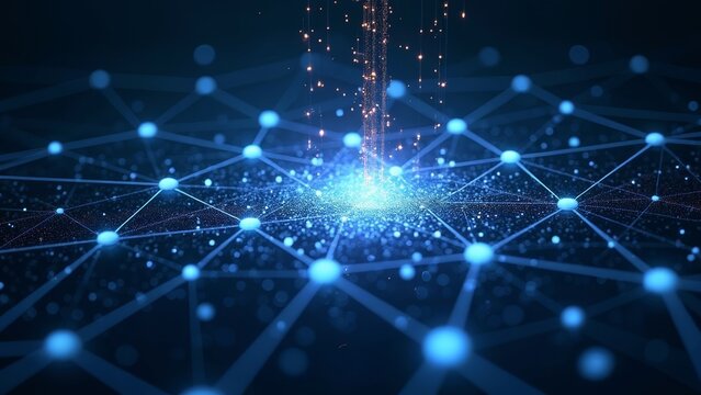 The interweaving of light and shadow in technological interconnection