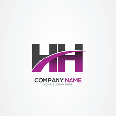 Obraz premium HH or H Letter Logo Design with a Creative Cut Creative logo design