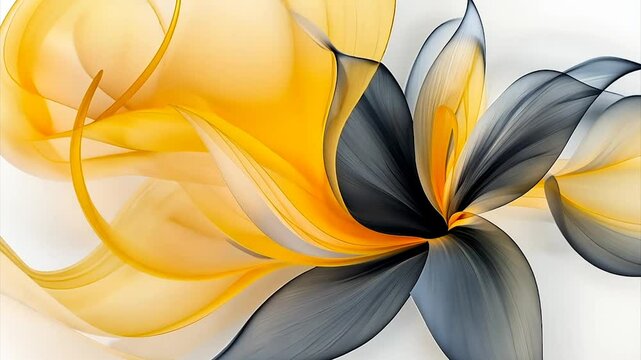 Abstract flower design in yellow and gray