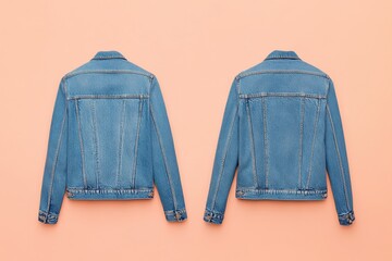 Back views of two denim jackets showcase classic style, durable design, and a versatile fashion statement for everyday wear and rugged appeal.