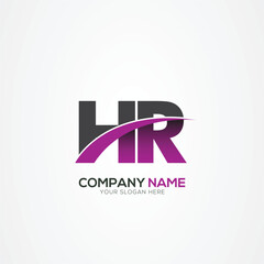 HR or RH Letter Logo Design with a Creative Cut Creative logo design
