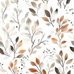 Painted leaves in minimalist boho style create serene, calm feeling