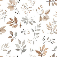 Fototapeta premium Elegant leaf and floral watercolor pattern makes anyone feel calm and serene