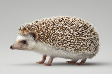 Obraz premium Curious hedgehog exploring a neutral background in a studio setting