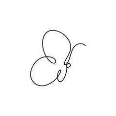 Butterfly continuous one line drawing