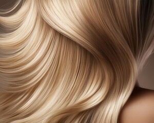 Naklejka premium Silky straight blonde hair with pearl highlights, polished for a glossy finish, stunning blonde, luxurious salon detail