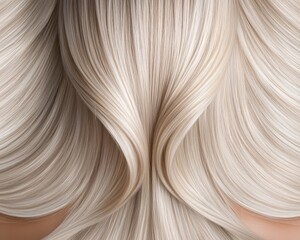 Naklejka premium Silky straight blonde hair with pearl highlights, polished for a glossy finish, stunning blonde, luxurious salon detail