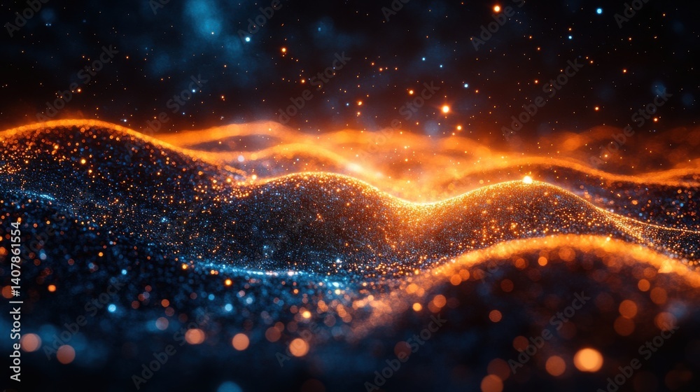 Poster big data artificial intelligence machine learning neural network flow complex information science innovation technology data analysis visualization cyberspace future 3d rendering,stock image