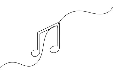 Obraz premium Music notes icon one line drawing minimalist outline vector illustration