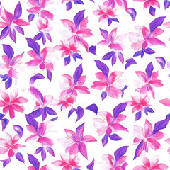 Fototapeta premium Vibrant flowers dance with joyful energy, bright boho watercolor pattern