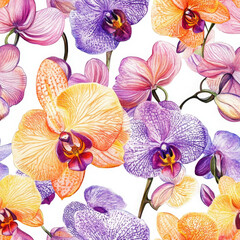 Vibrant orchid floral illustration with happiness and delicate watercolor art