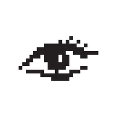 Pixel art eye icon, 8 bit retro style human eyeball, simple computing see symbol