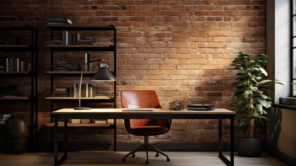 sleek office brick wall