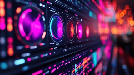 Fototapeta premium Color Grading Wheels and RGB Controls on Monitor for Film Production and Digital Editing Process