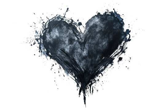 Dark heart painting evoking sadness, loss, grief, and heartbreak, ideal for valentine's day or projects related to difficult emotions