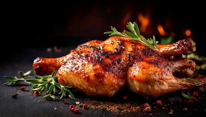 Grilled chicken meat with herbs 