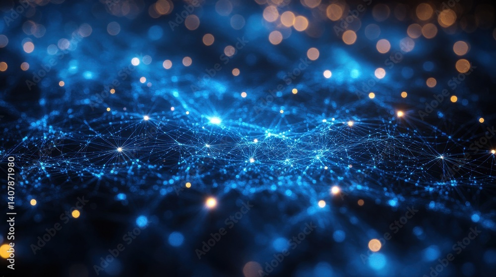 Poster blue technology background,network connections,digital data connection web banner design for tech online site or social media promotion of product service on the dark blue background glow