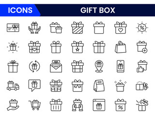 Vector illustration of a gift box in minimalist web line icon style. Perfect for holiday, celebration, and ecommerce design themes.