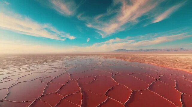 Bird's-eye perspective of parched lake