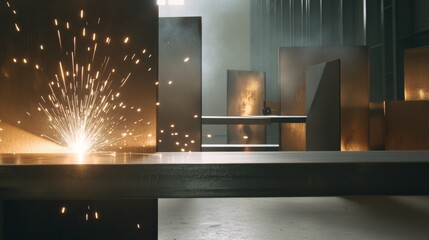 Metal fabricator welding steel components for a commercial construction project. Featuring craftsmanship and precision