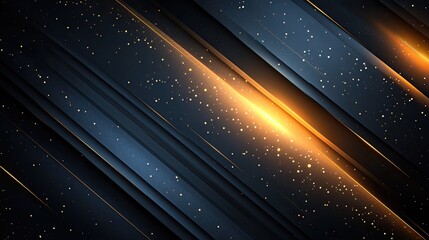 Obraz premium Abstract elegant golden glowing line with lighting effect sparkles on black background
