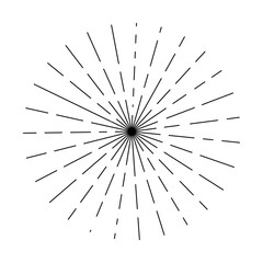 Obraz premium Outline drawing rays sun in vintage style