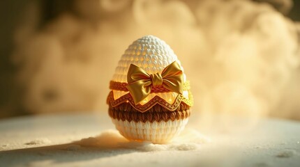 luxurious Handmade Crochet Egg with Gold and Tortoiseshell Accents
