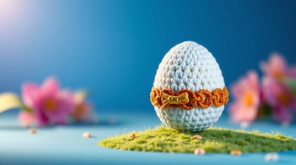 easter egg with flowers and ribbon, Unique Decorative Crochet Egg with Tortoiseshell Ombre Style