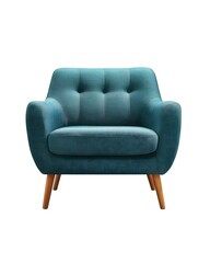 Teal Armchair with Wooden Legs: Modern Comfort and Style