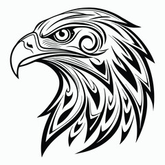 Intricate Tribal Eagle Head Tattoo Design - Bold and Artistic
