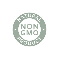 Non GMO label. Natural and organic cosmetic. GMO free icon. Eco, vegan, bio. Healthy food concept. No GMO design element for tags, product package, food symbol, emblems. Vector illustration