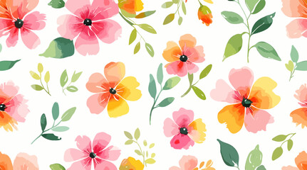 Watercolor spring flowers pattern vector
