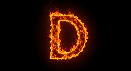 Fiery Letter D: A Blazing Alphabet Character in Vivid Flame