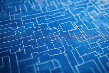 Obraz premium Abstract Circuit Board Design on Blue Background, Technology Pattern