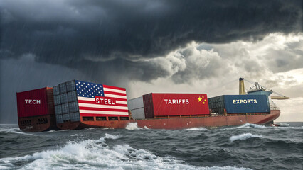 Economic war, exports and tariffs, United States and China,AI