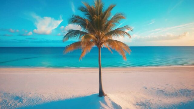 Bird's eye perspective of palm trees along the shore