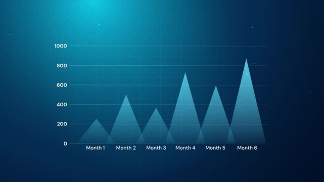 4k of blue increase triangle chart monthly progress infographic. viral infographic trending animation for content video