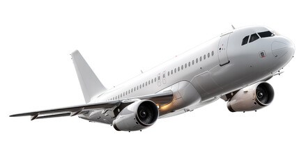 Obraz premium Soaring Flight: A sleek, modern passenger jet ascends, capturing the essence of air travel and the thrill of aviation. 