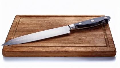 knife on cutting board isolated