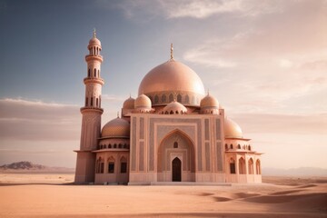 Fototapeta premium Beautiful mosque with desert background